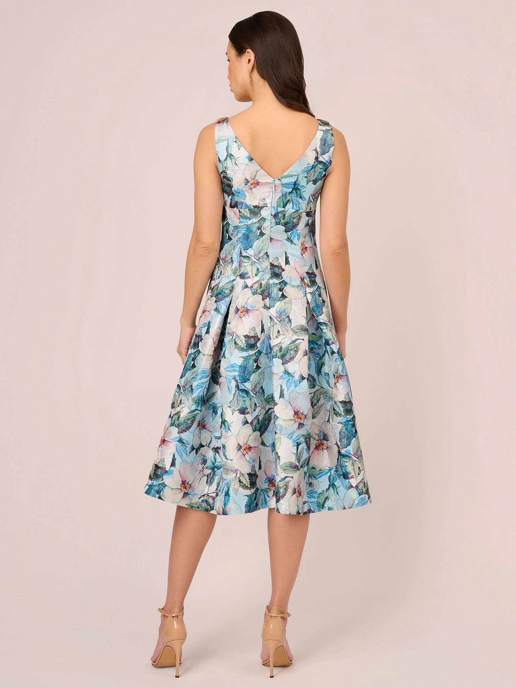Buy Adrianna Papell Floral Jacquard Dress, Blue/Multi Online at johnlewis.com