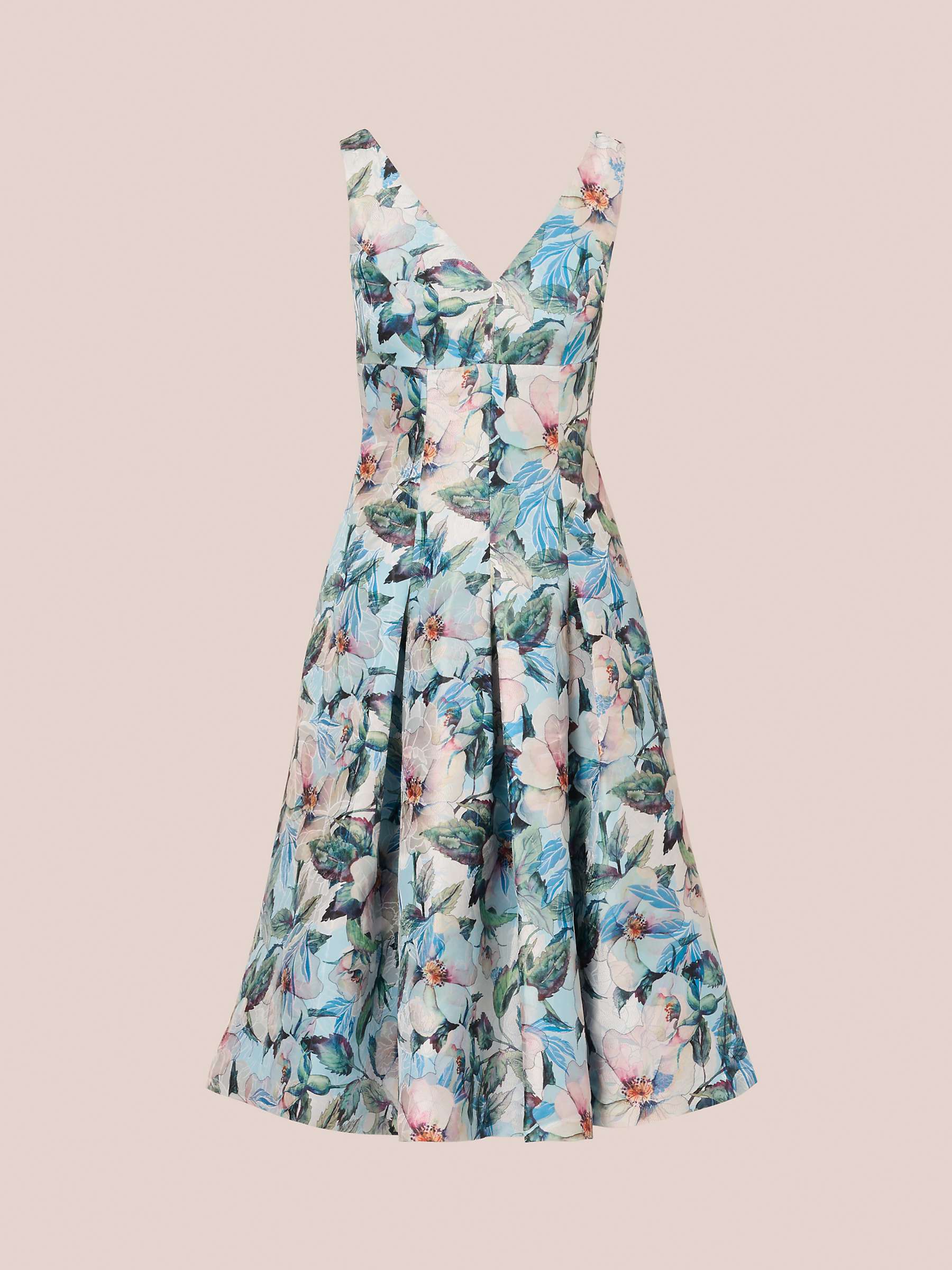 Buy Adrianna Papell Floral Jacquard Dress, Blue/Multi Online at johnlewis.com
