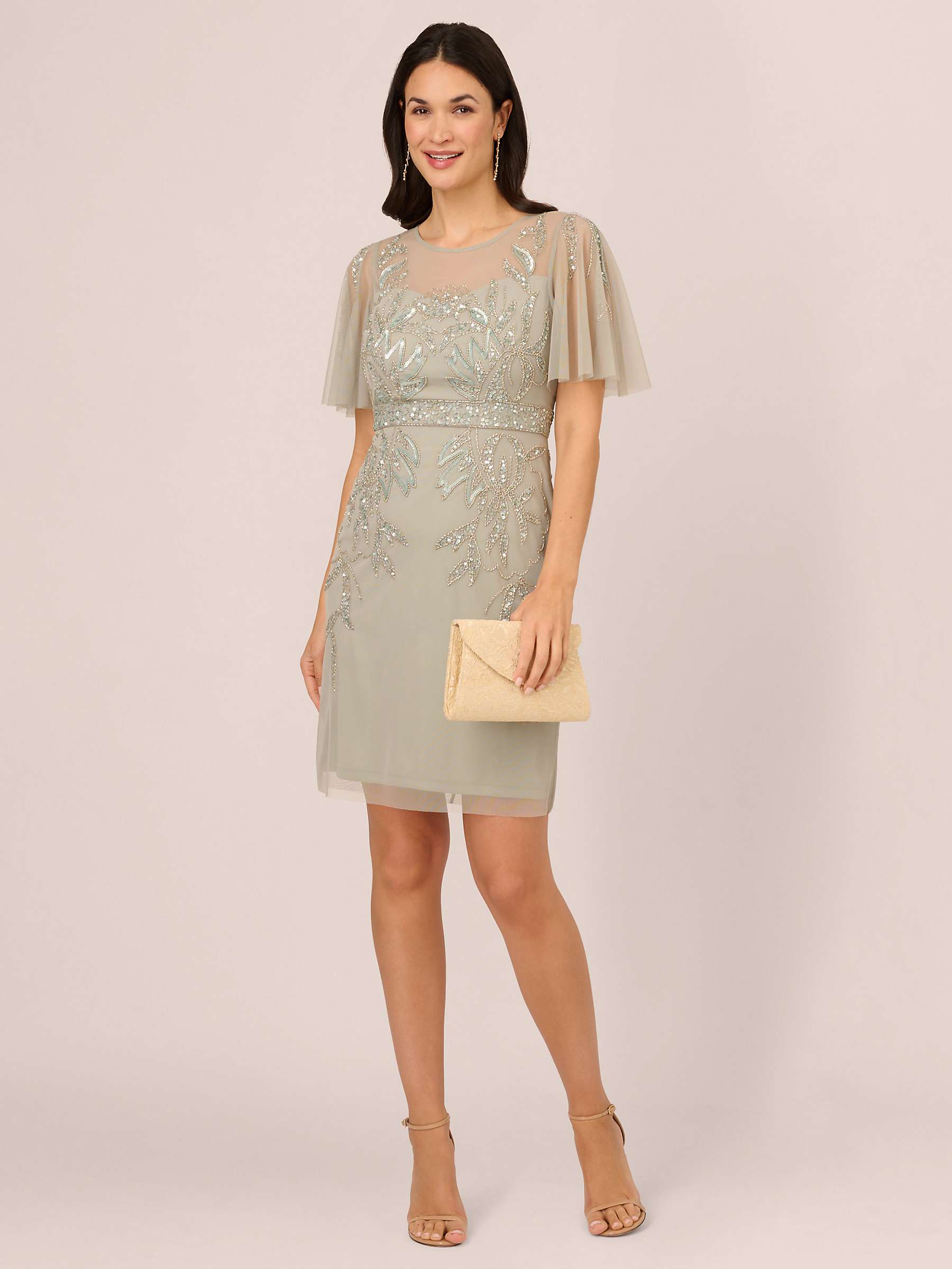 Buy Adrianna Papell Papell Studio Beaded Cocktail Dress, Frosted Sage Online at johnlewis.com
