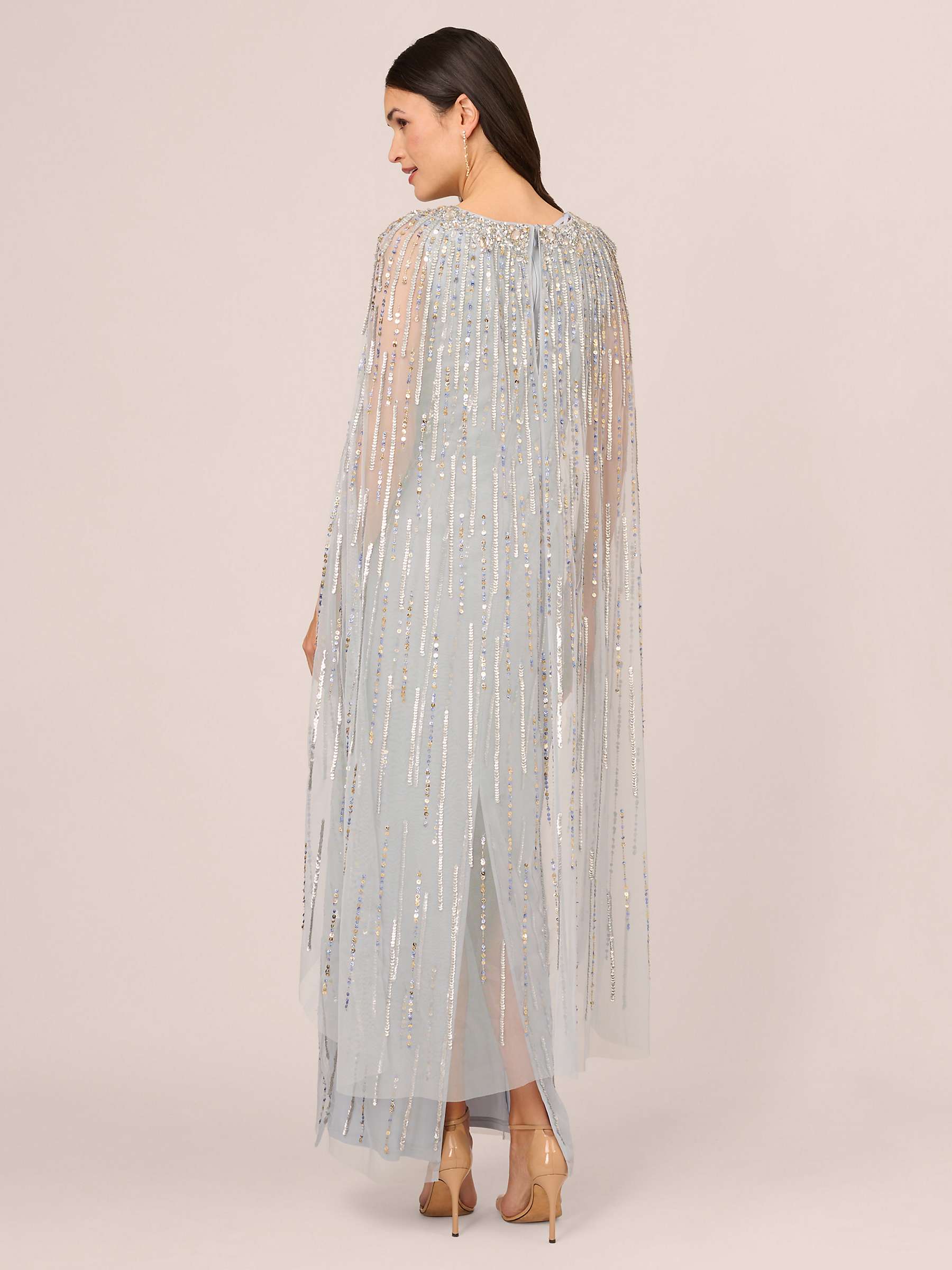 Buy Adrianna Papell Beaded Cape Maxi Dress, Glacier Online at johnlewis.com