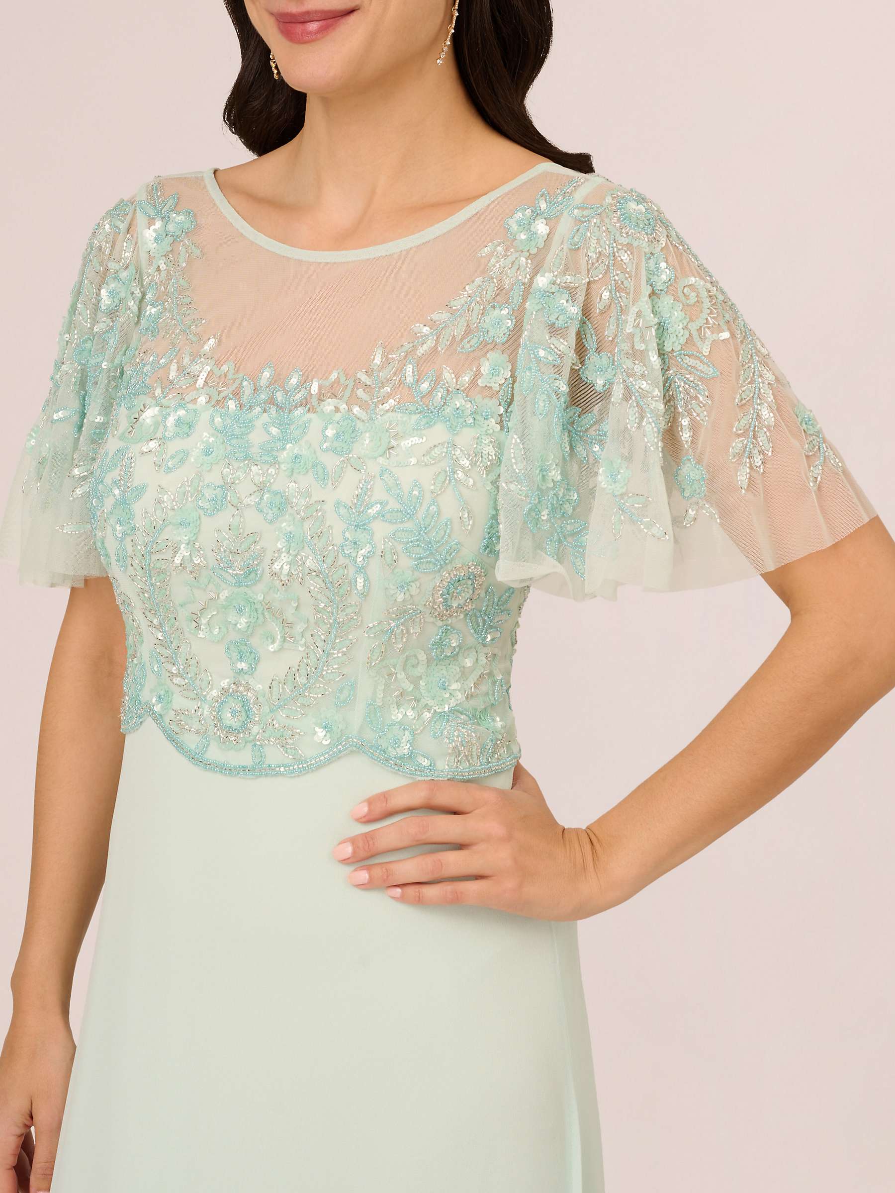 Buy Adrianna Papell Beaded Chiffon Maxi Dress, Mint Glass Online at johnlewis.com