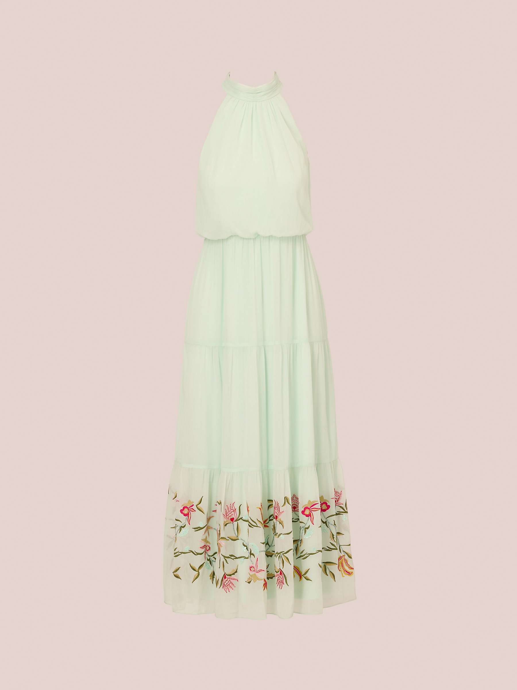 Buy Adrianna Papell Beaded Chiffon Halter Neck Midi Dress, Mint Glass Online at johnlewis.com