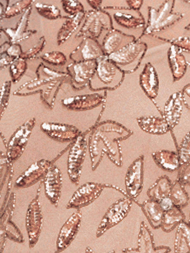Adrianna Papell Beaded Godets Detail Maxi Dress, Rose Gold
