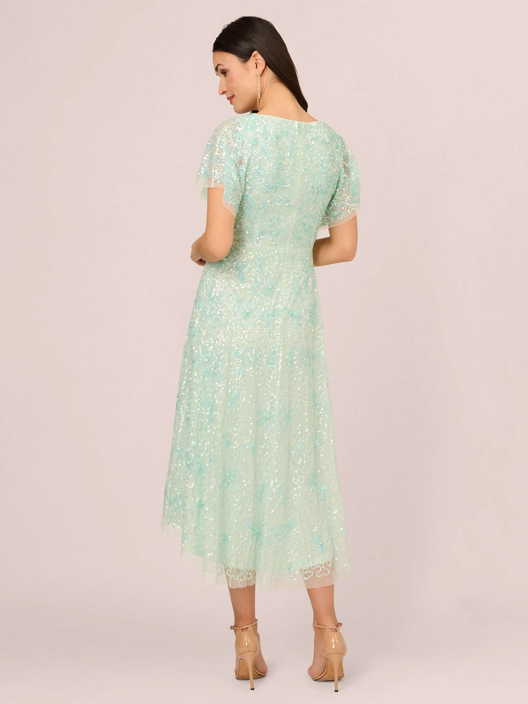 Buy Adrianna Papell Beaded Mesh Wrap Dress, Mint Glass Online at johnlewis.com