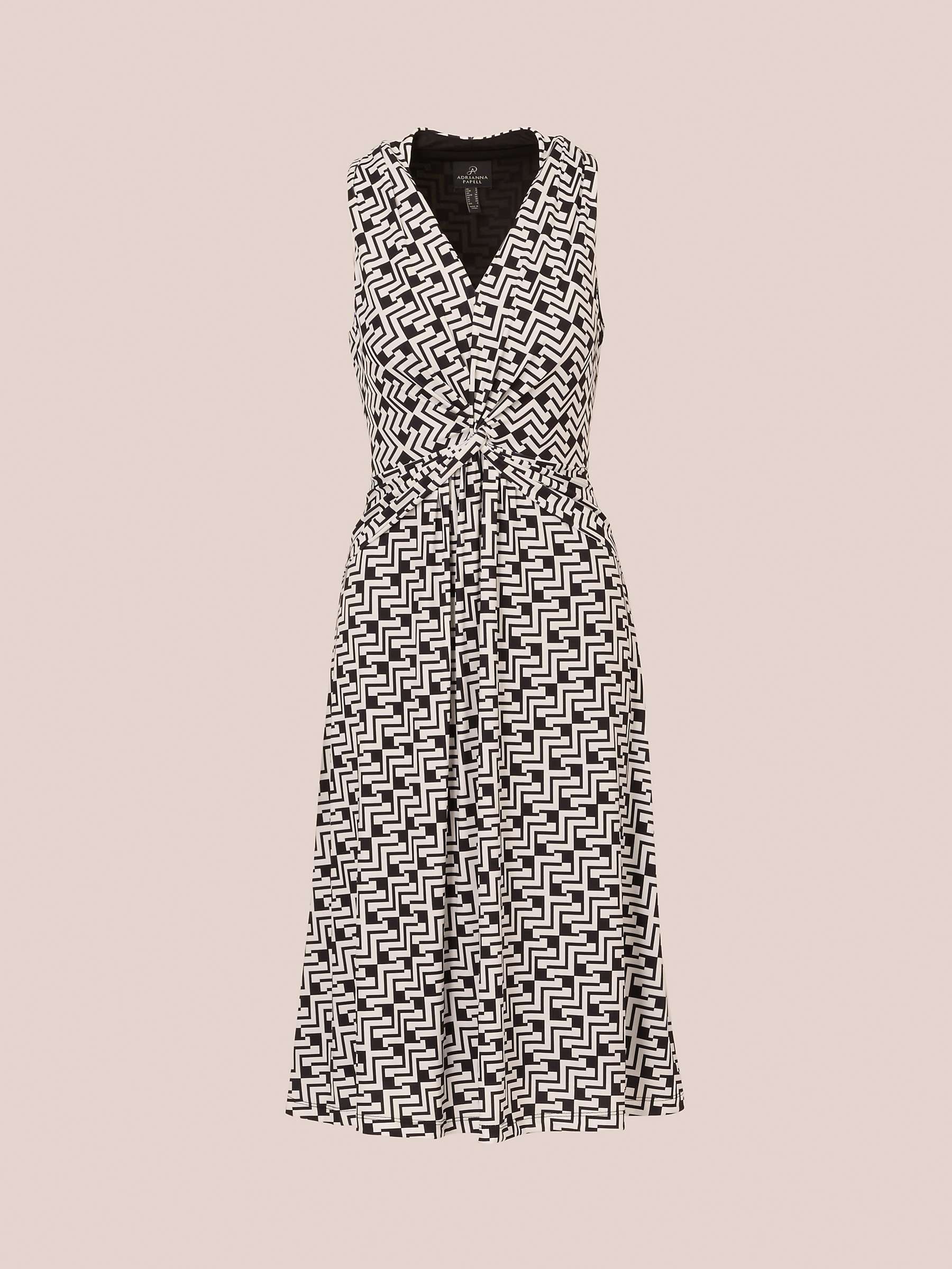 Buy Adrianna Papell Printed Midi Dress, Black/White Online at johnlewis.com