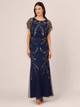 Adrianna Papell Abstract Print Flocked Organza Maxi Dress Black