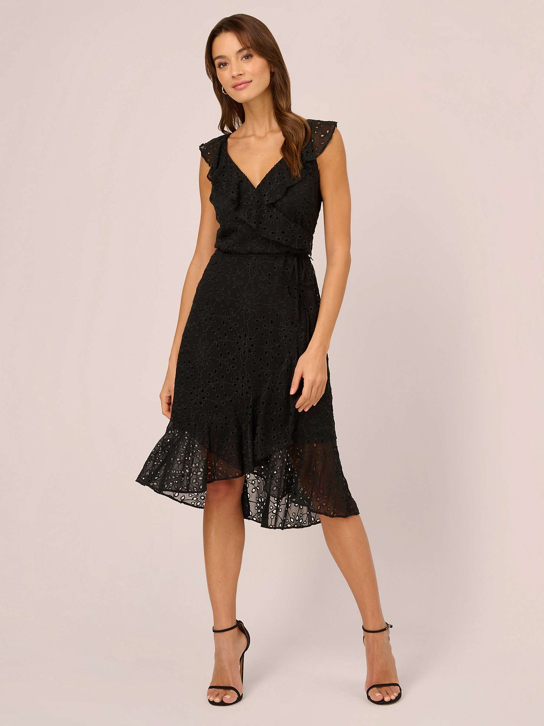 Buy Adrianna Papell Ruffle Midi Dress, Black Online at johnlewis.com