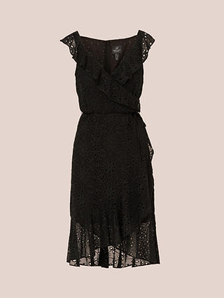 Adrianna Papell Ruffle Midi Dress, Black