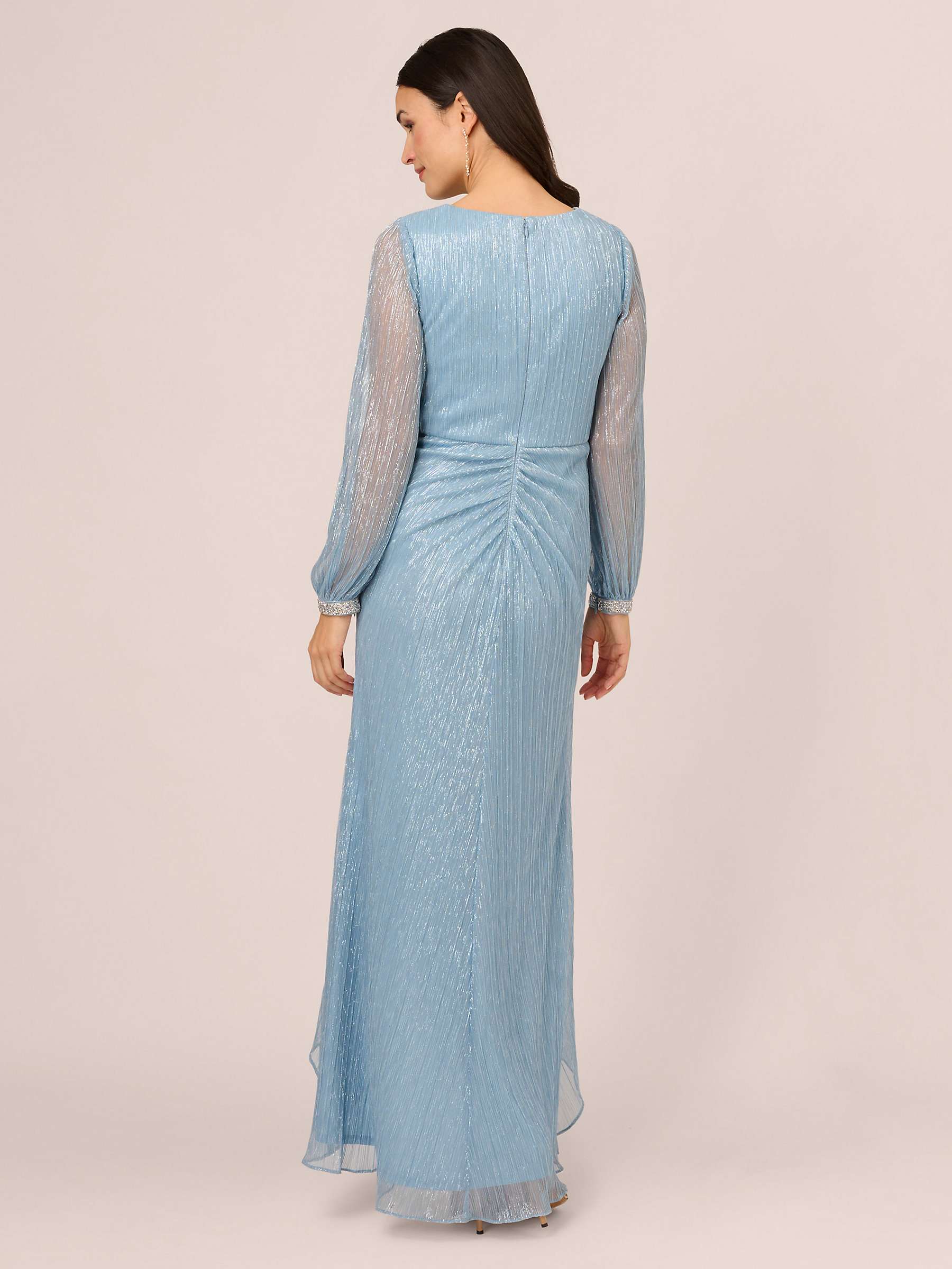 Buy Adrianna Papell Crinkle Metallic Fabric High Low Hem Dress, Belize Blue Online at johnlewis.com