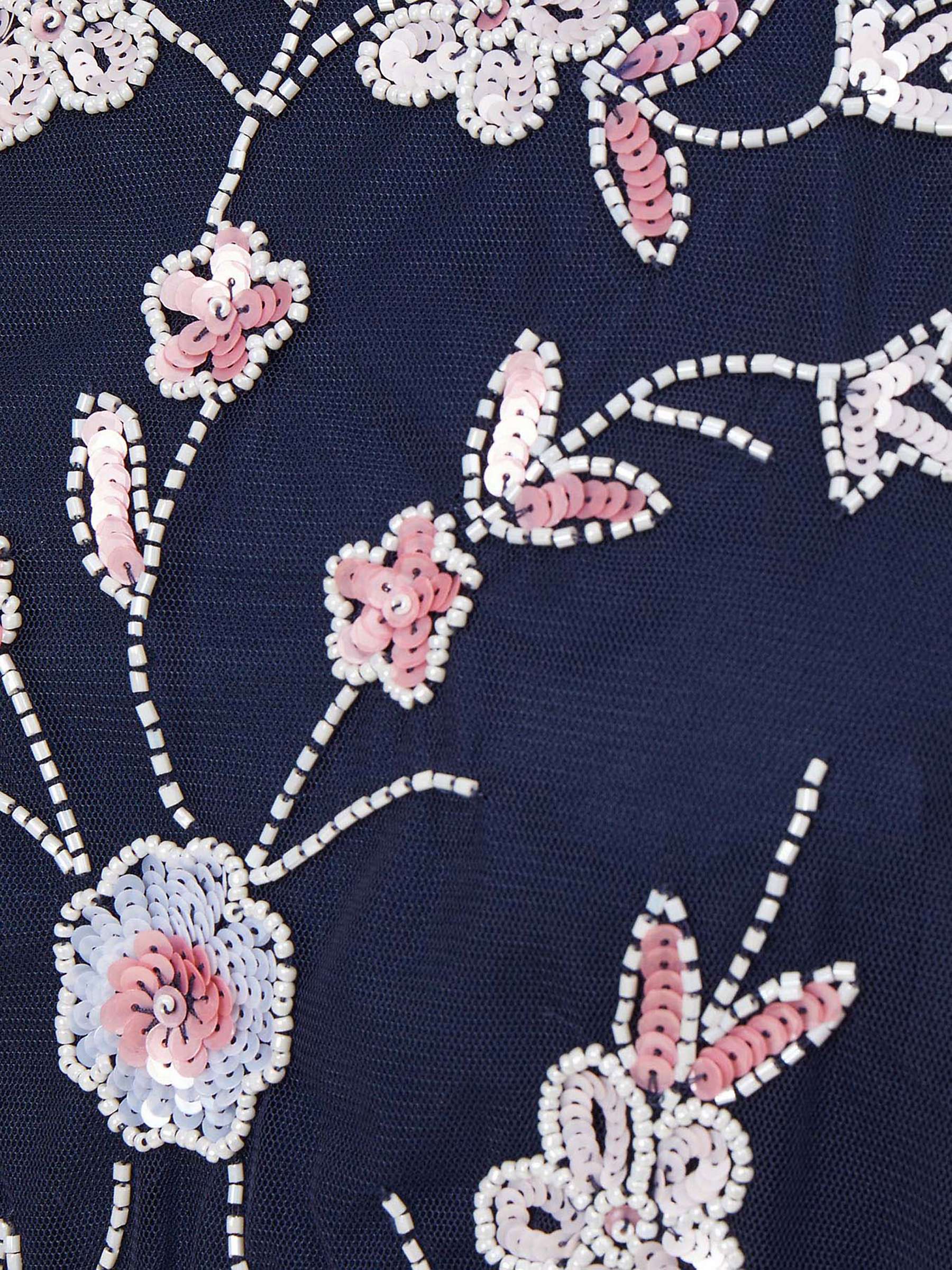Buy Adrianna Papell Beaded Blouson Midi Dress, Navy/Blush Online at johnlewis.com