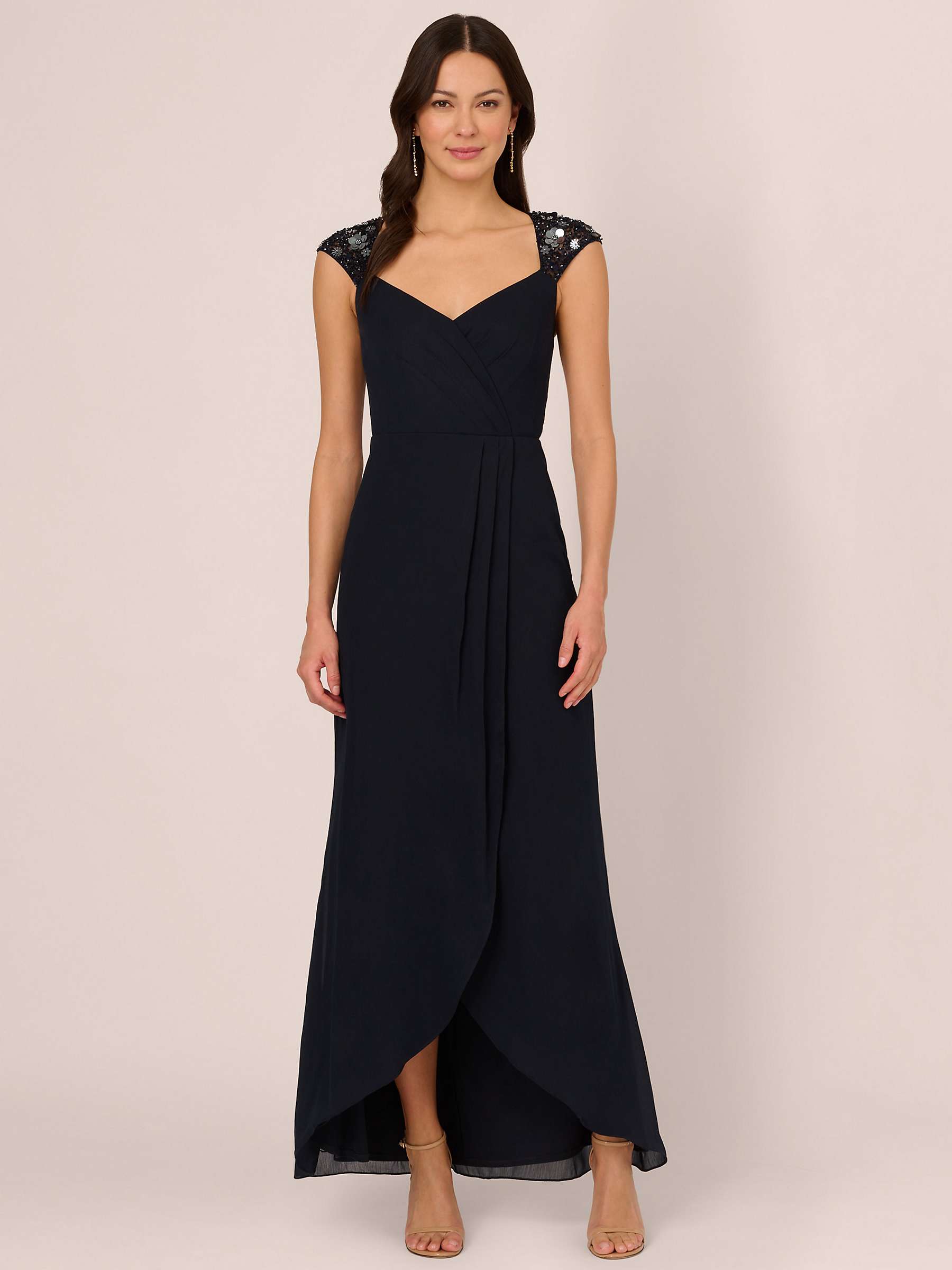 Buy Adrianna Papell Beaded Yoke Chiffon Maxi Dress, Midnight Online at johnlewis.com