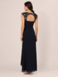 Adrianna Papell Beaded Yoke Chiffon Maxi Dress, Midnight