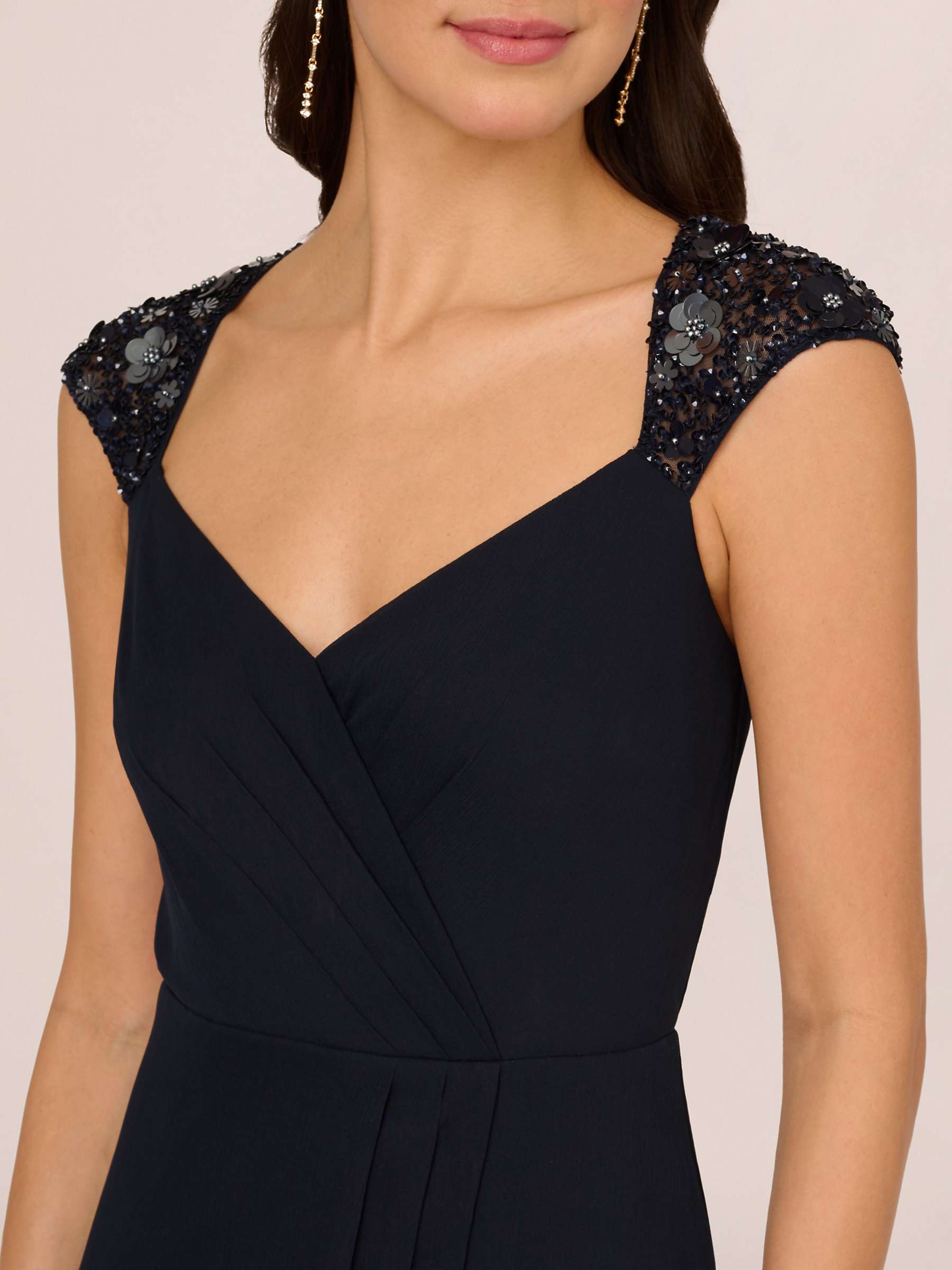 Buy Adrianna Papell Beaded Yoke Chiffon Maxi Dress, Midnight Online at johnlewis.com