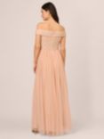 Adrianna Papell Beaded Off The Shoulder Maxi Dress, Blush