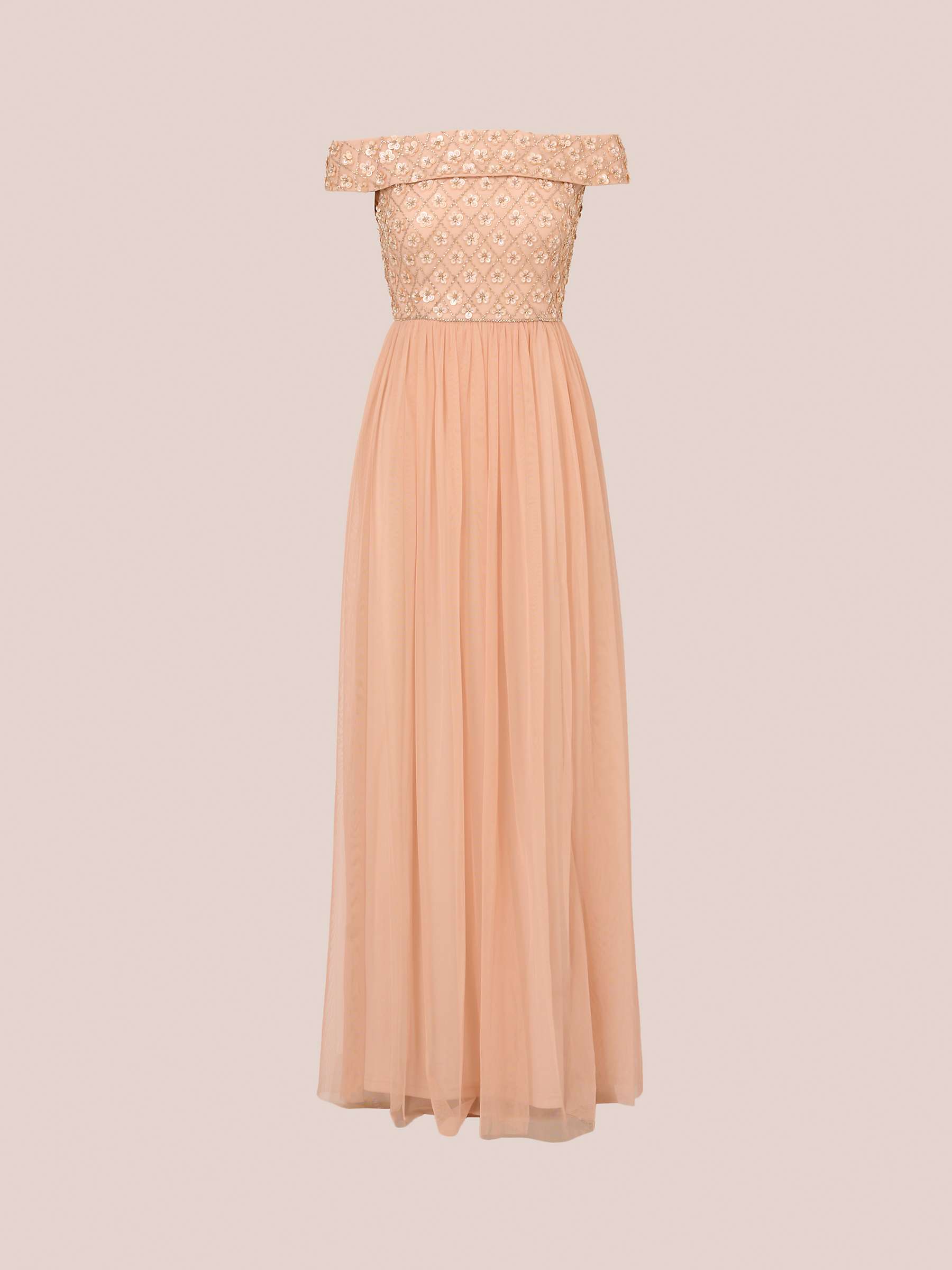 Buy Adrianna Papell Beaded Off The Shoulder Maxi Dress, Blush Online at johnlewis.com