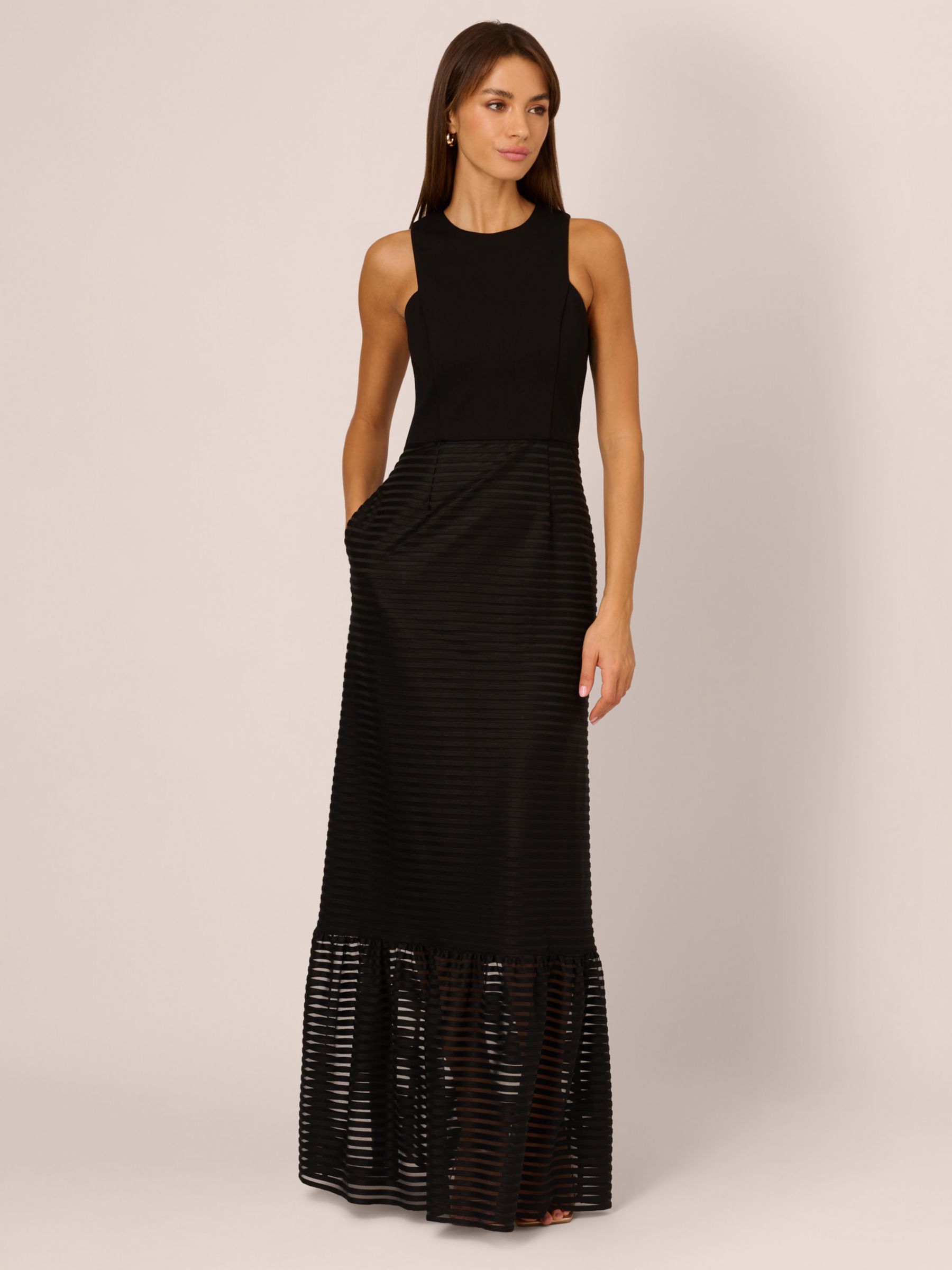 Buy Adrianna by Adrianna Papell Shadow Stripe Maxi Dress, Black Online at johnlewis.com