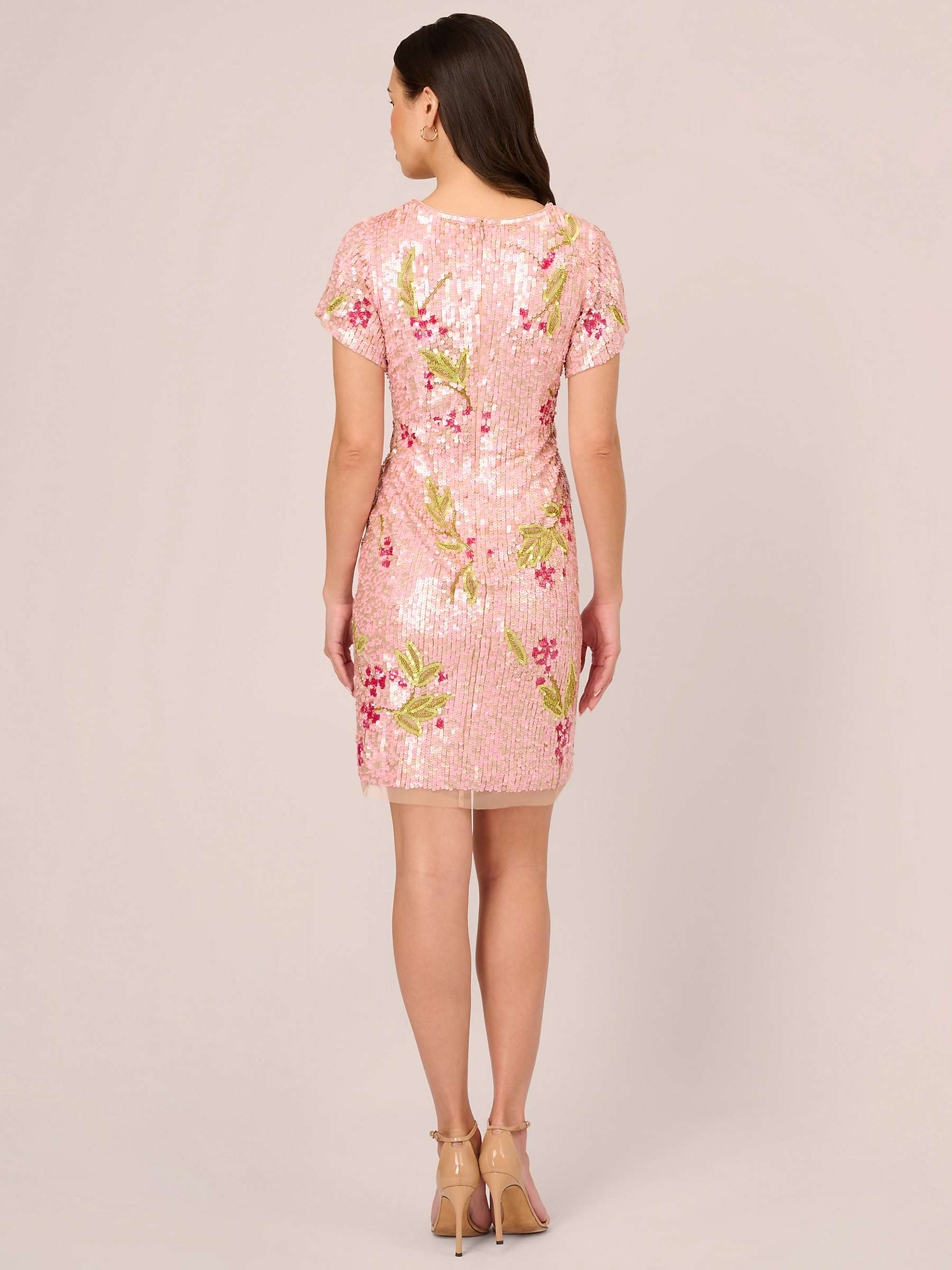 Buy Adrianna Papell Beaded Sequin Mini Dress, Blush/Multi Online at johnlewis.com