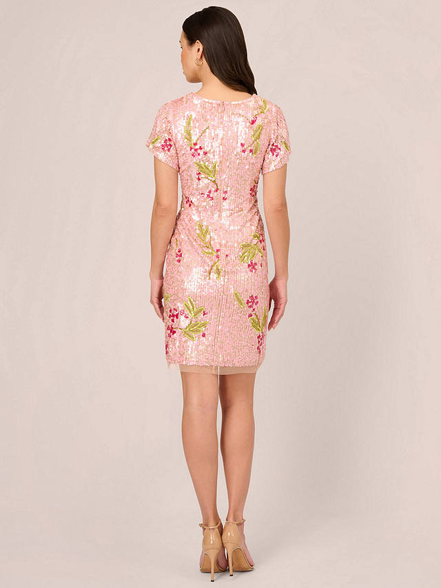 Adrianna Papell Beaded Sequin Mini Dress, Blush/Multi
