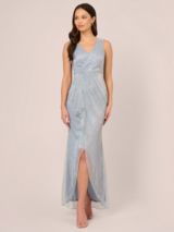 Adrianna Papell Metallic Mesh Cascade Maxi Dress Evergreen 6