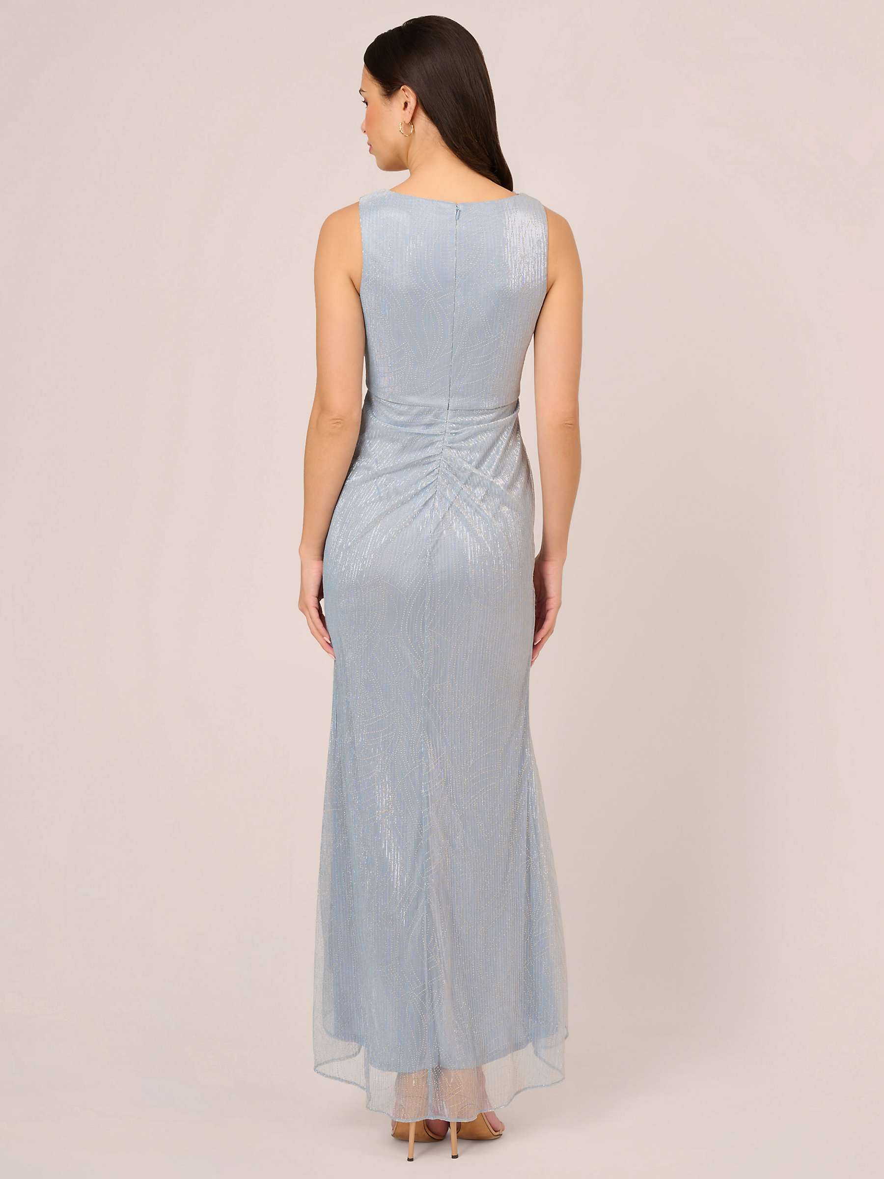 Buy Adrianna Papell Metallic Mesh Cascade Maxi Dress, Sky Blue Online at johnlewis.com