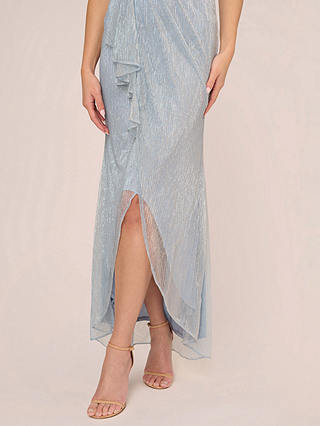 Adrianna Papell Metallic Mesh Cascade Maxi Dress, Sky Blue