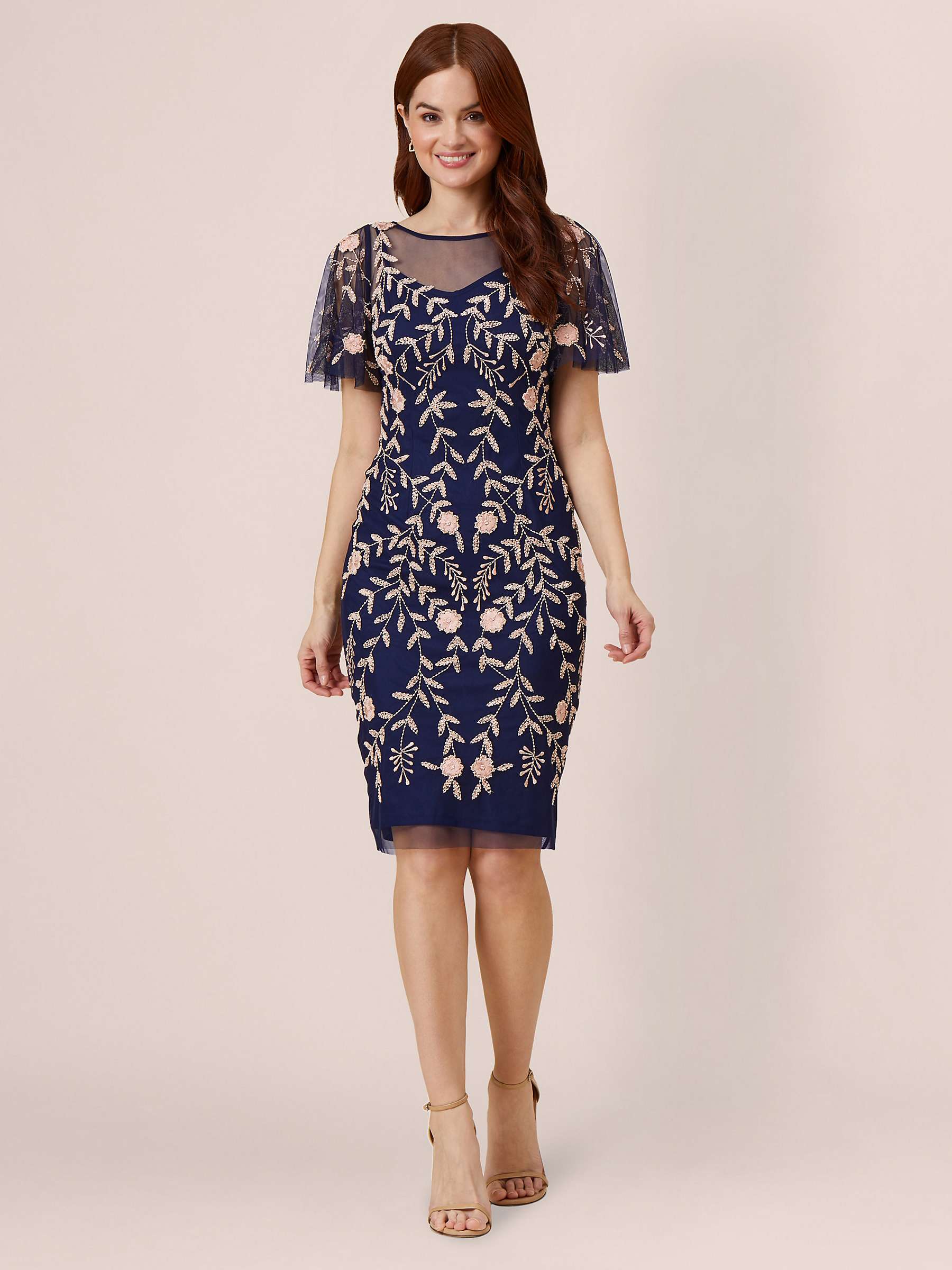 Buy Adrianna Papell Beaded Short Dress, Navy/Blush Online at johnlewis.com