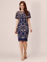 Adrianna Papell Beaded Short Dress Navy Blush at John Lewis