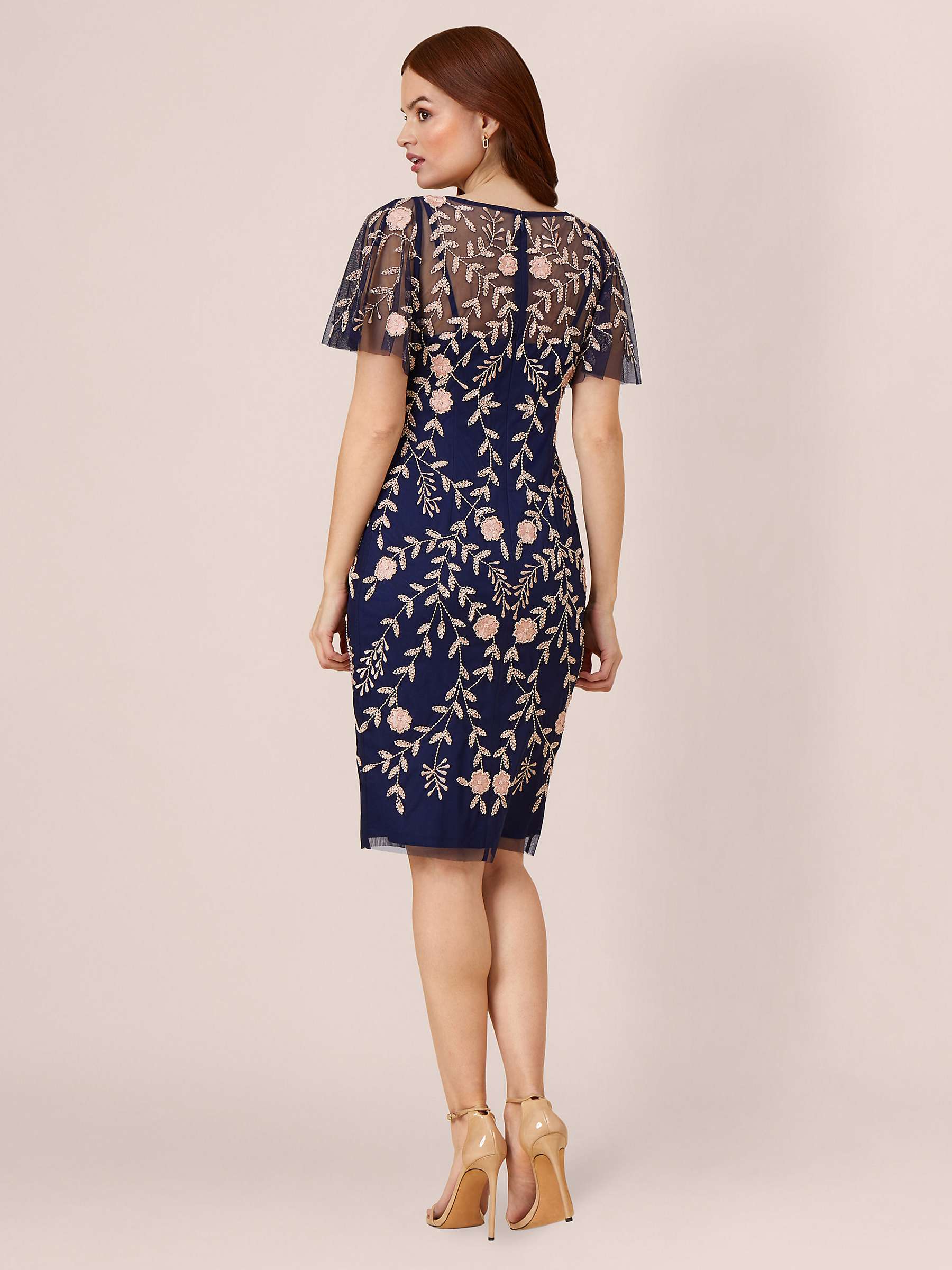 Buy Adrianna Papell Beaded Short Dress, Navy/Blush Online at johnlewis.com
