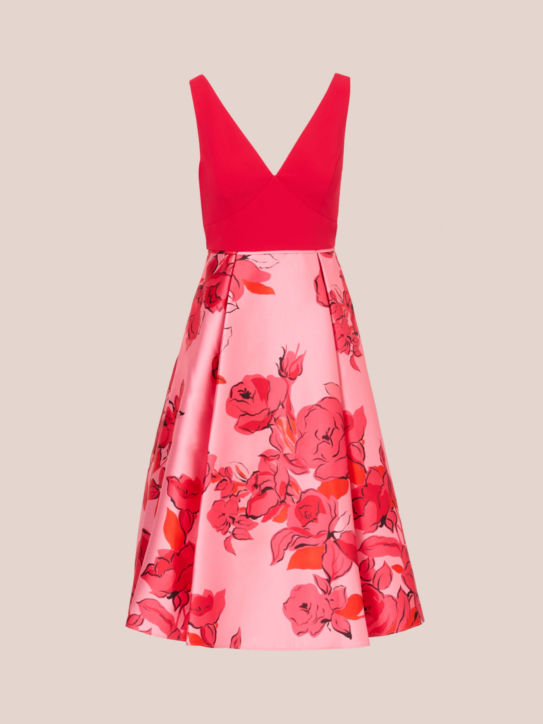 Buy Adrianna Papell Floral Print Midi Dress, Pink/Red Multi Online at johnlewis.com