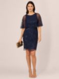 Adrianna Papell Papell Studio Beaded Mesh Mini Dress, Light Navy