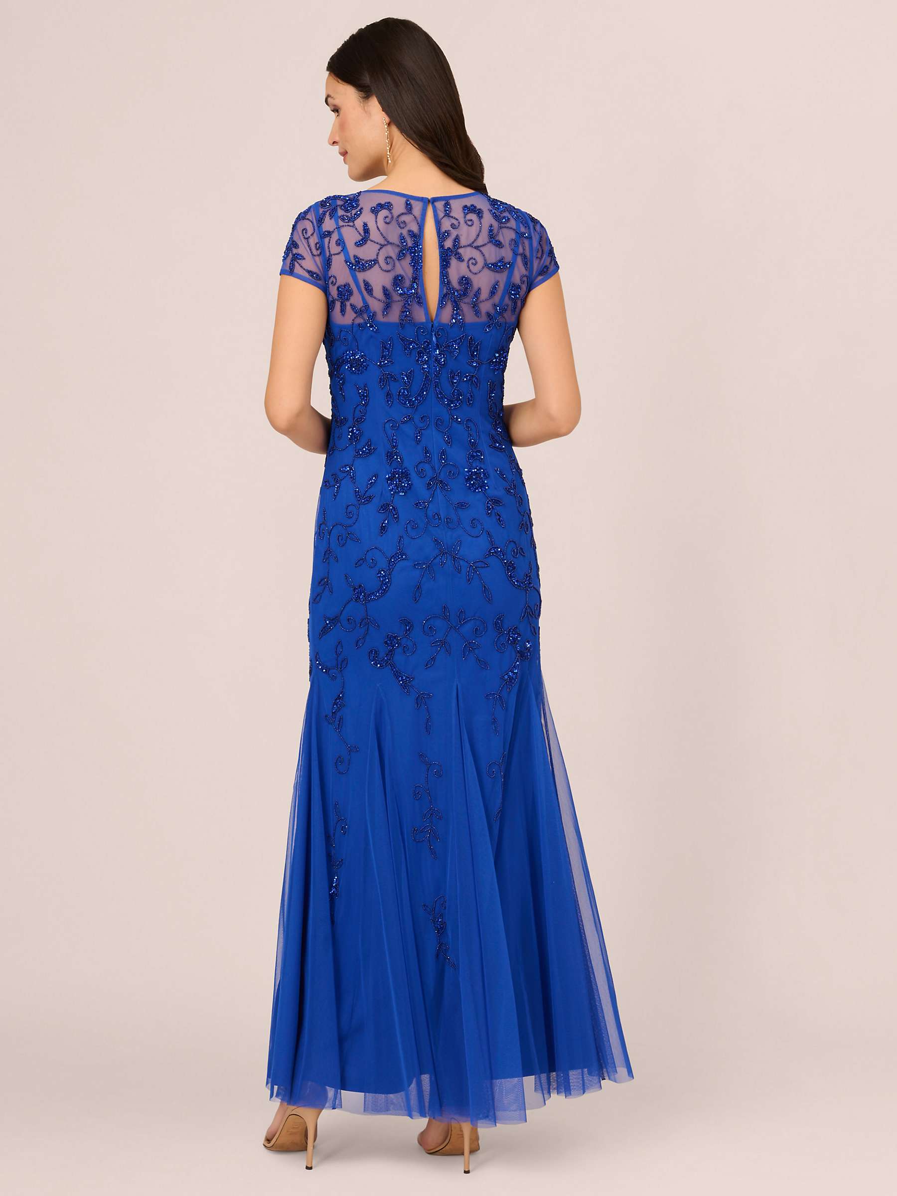 Buy Adrianna Papell Papell Studio Beaded Mesh Maxi Dress, Brilliant Sapphire Online at johnlewis.com