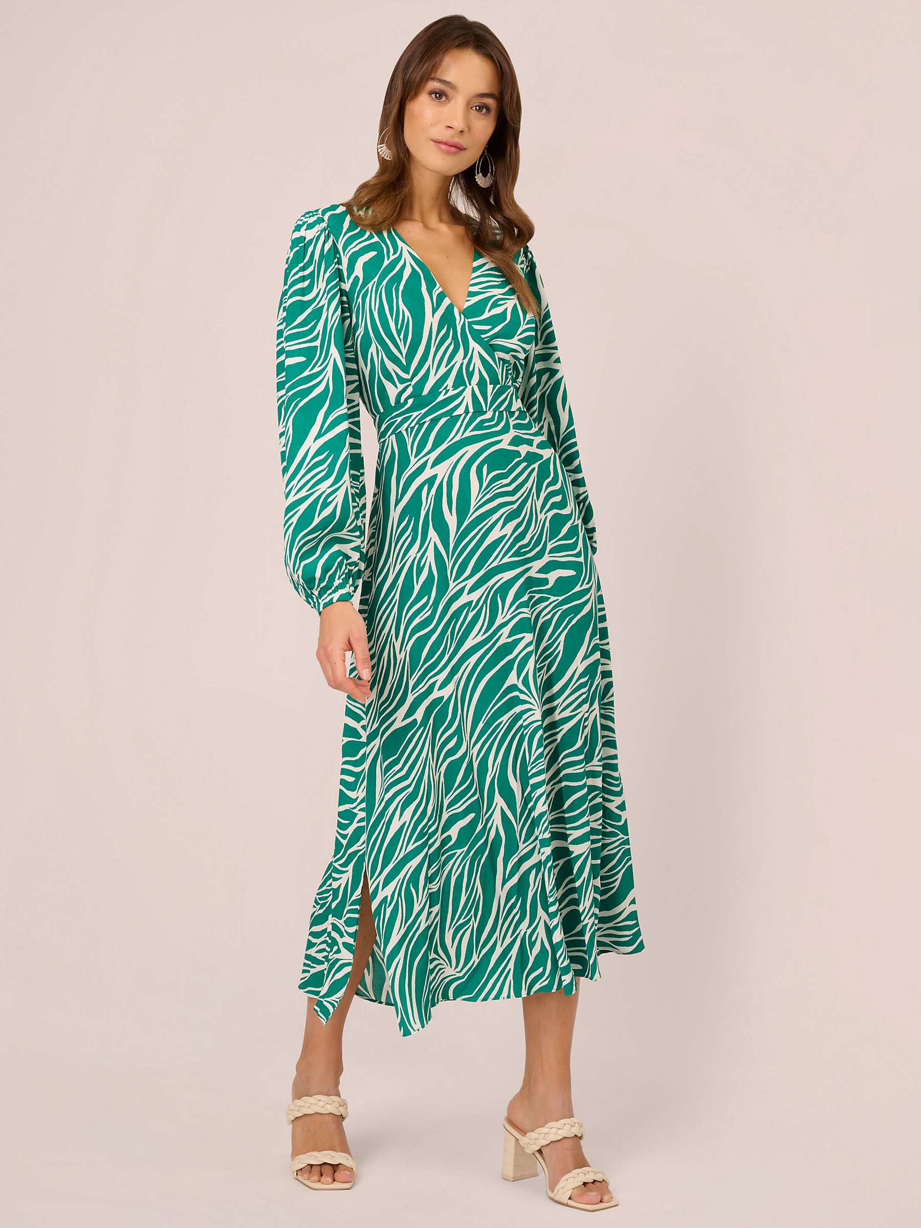 Buy Adrianna Papell Printed Midi Dress, Green/Ivory Online at johnlewis.com