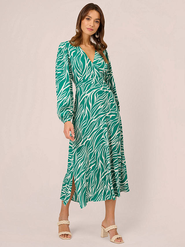 Adrianna Papell Printed Midi Dress, Green/Ivory