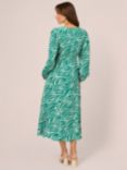 Adrianna Papell Printed Midi Dress, Green/Ivory, Green/Ivory