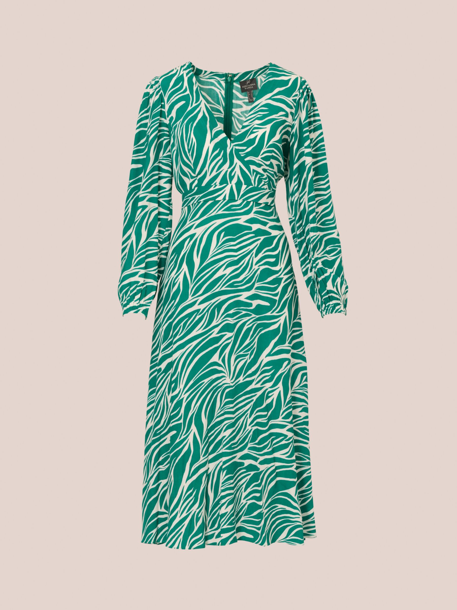 Adrianna Papell Printed Midi Dress, Green/Ivory, 10