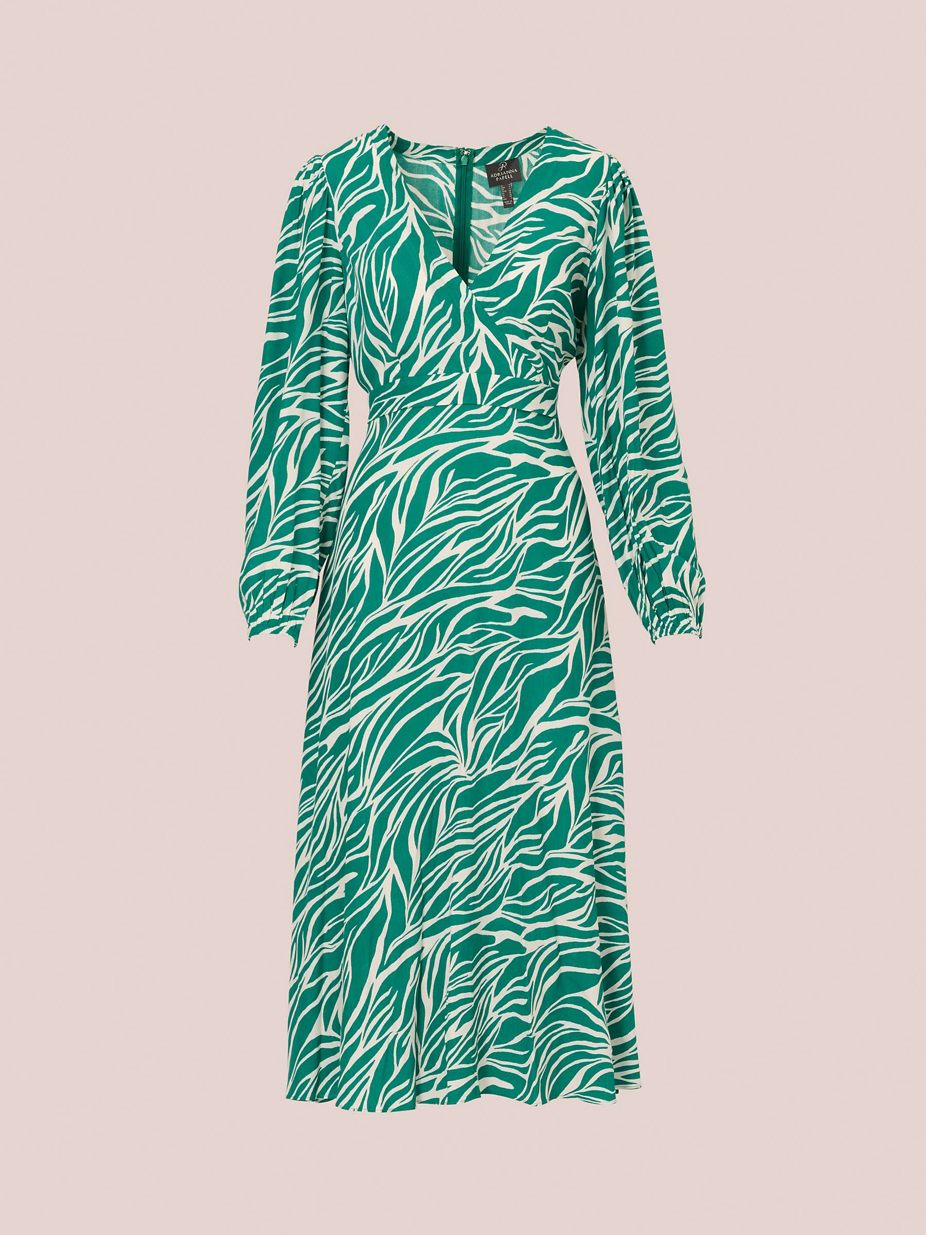 Buy Adrianna Papell Printed Midi Dress, Green/Ivory Online at johnlewis.com