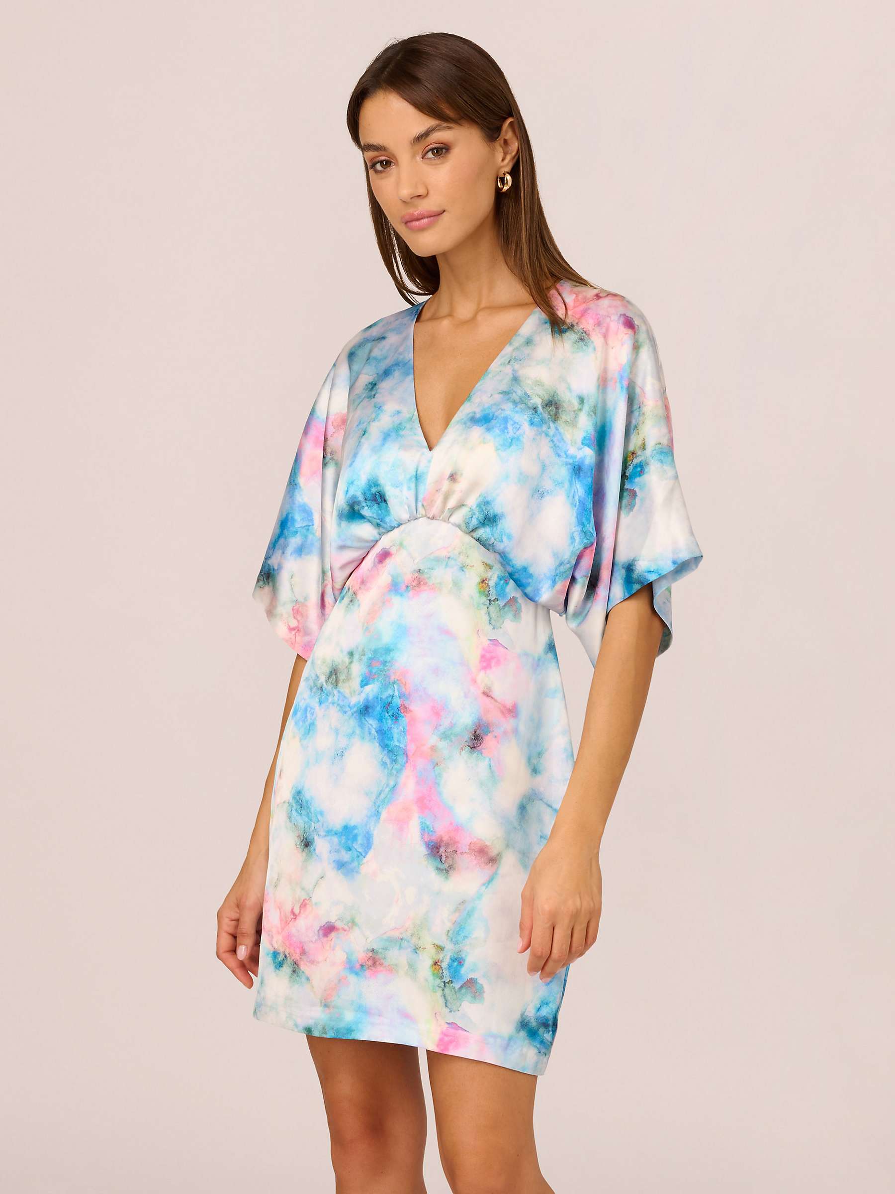 Buy Adrianna by Adrianna Papell Sateen Kimono Mini Dress, Blue/Multi Online at johnlewis.com