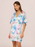 Adrianna by Adrianna Papell Sateen Kimono Mini Dress, Blue/Multi