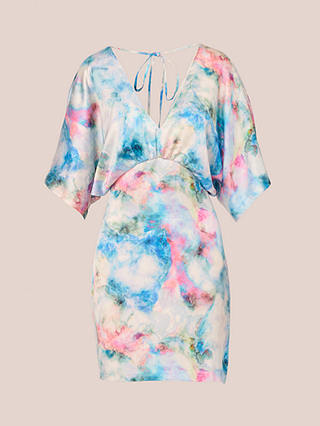 Adrianna by Adrianna Papell Sateen Kimono Mini Dress, Blue/Multi