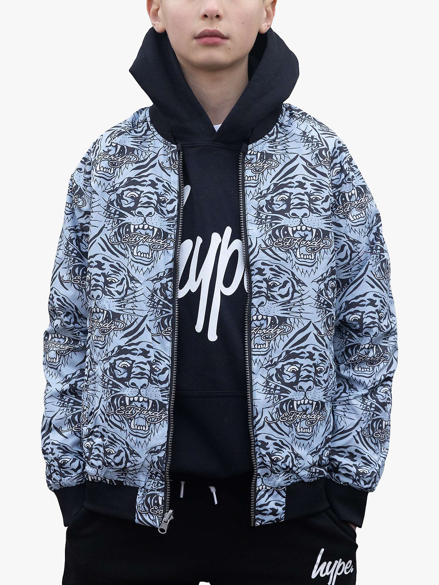 Buy Hype Kids' HYPE. x Ed Hardy Reversible All Over Tiger Souvenir Jacket, Black Online at johnlewis.com