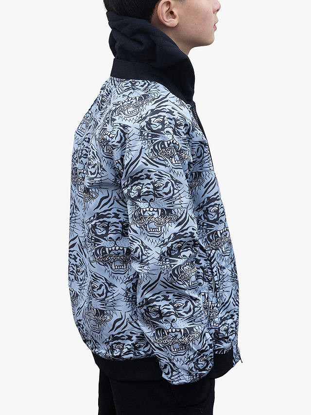 Hype Kids' HYPE. x Ed Hardy Reversible All Over Tiger Souvenir Jacket, Black