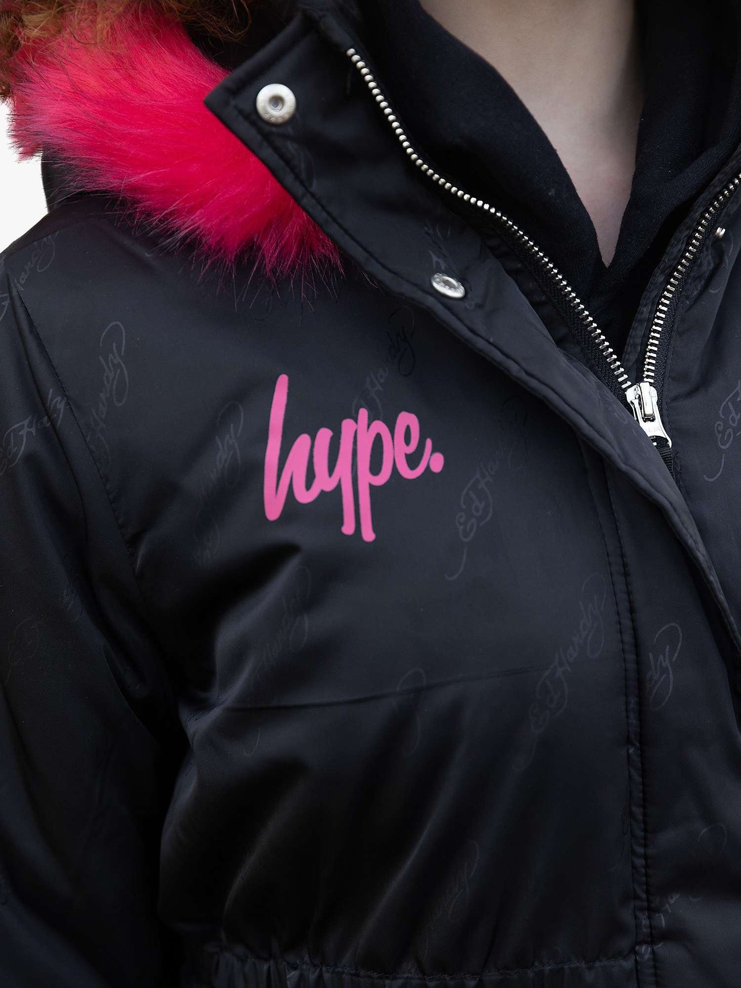 Buy Hype Kids' HYPE. x Ed Hardy Jaquard Parka Jacket, Black Online at johnlewis.com