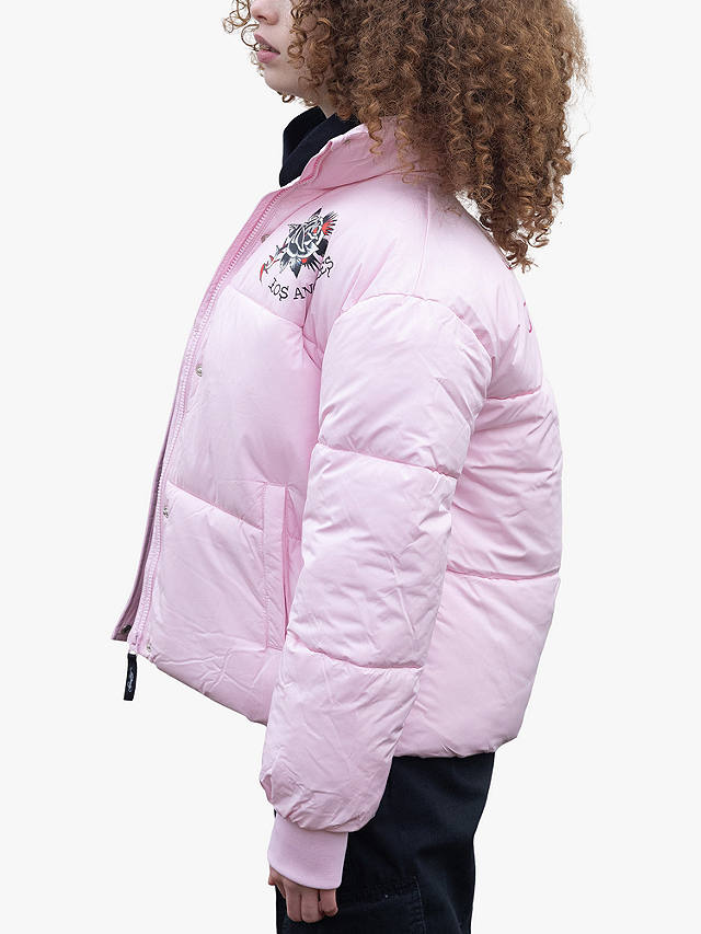 Hype Kids' HYPE. x Ed Hardy Cropped Graphic Puffer Jacket, Pink
