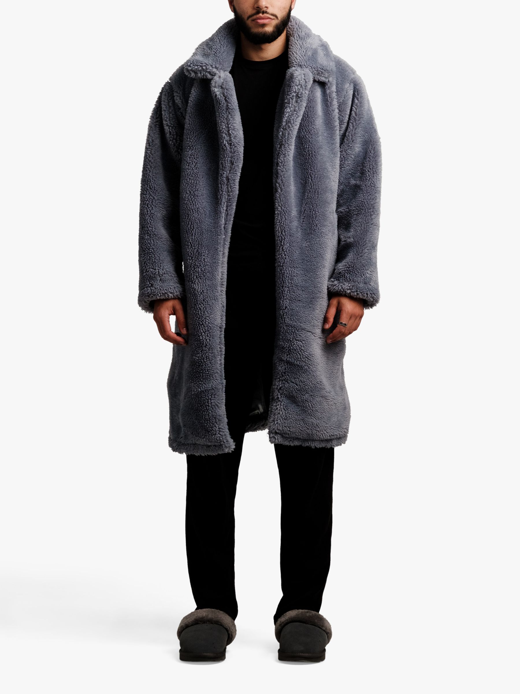 Ony Unisex Oversized Sherpa Trench Coat, Smoke at John Lewis & Partners