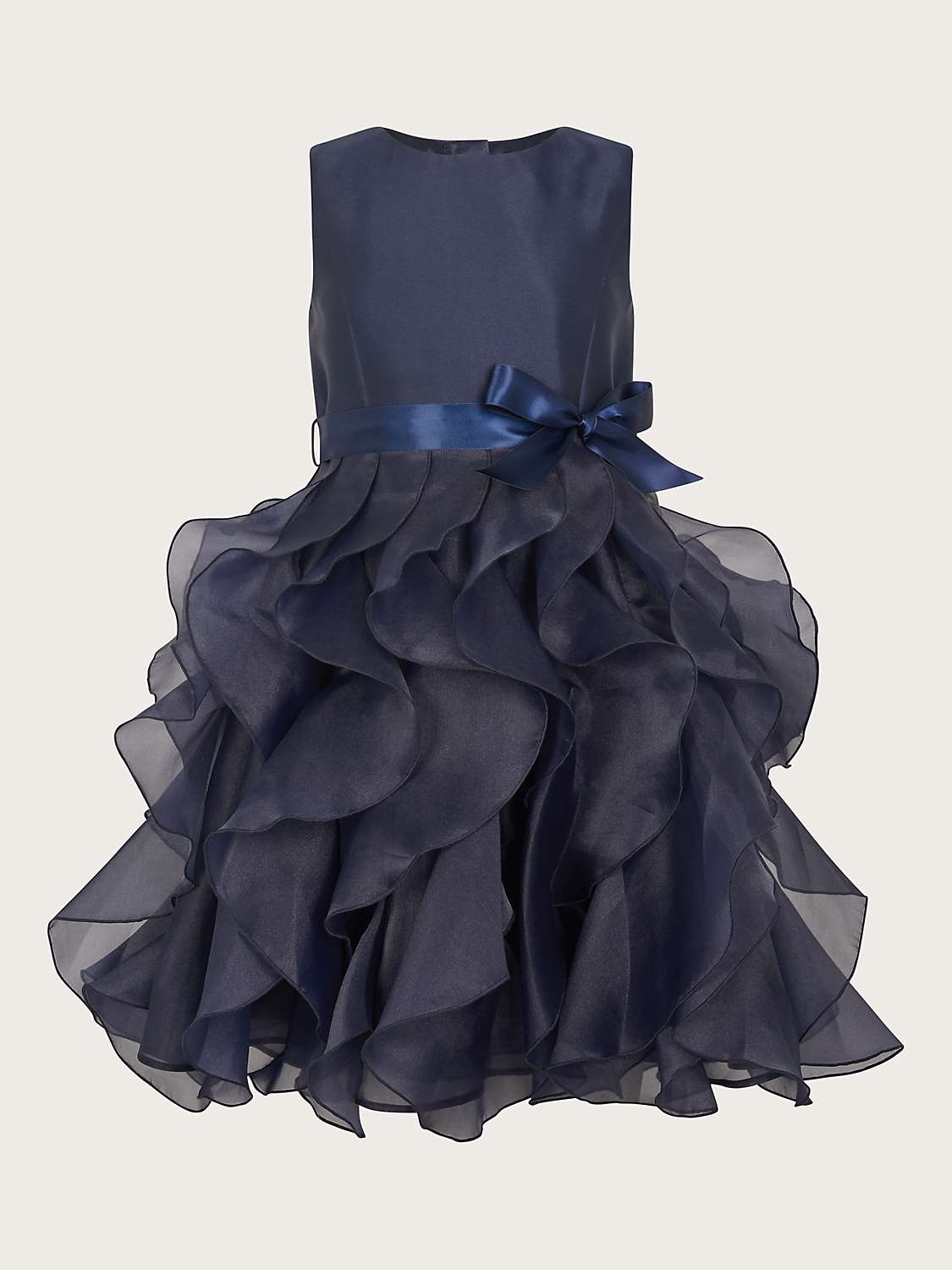 Buy Monsoon Kids' Duchess Satin CanCan Ruffle Party Dress, Navy Online at johnlewis.com
