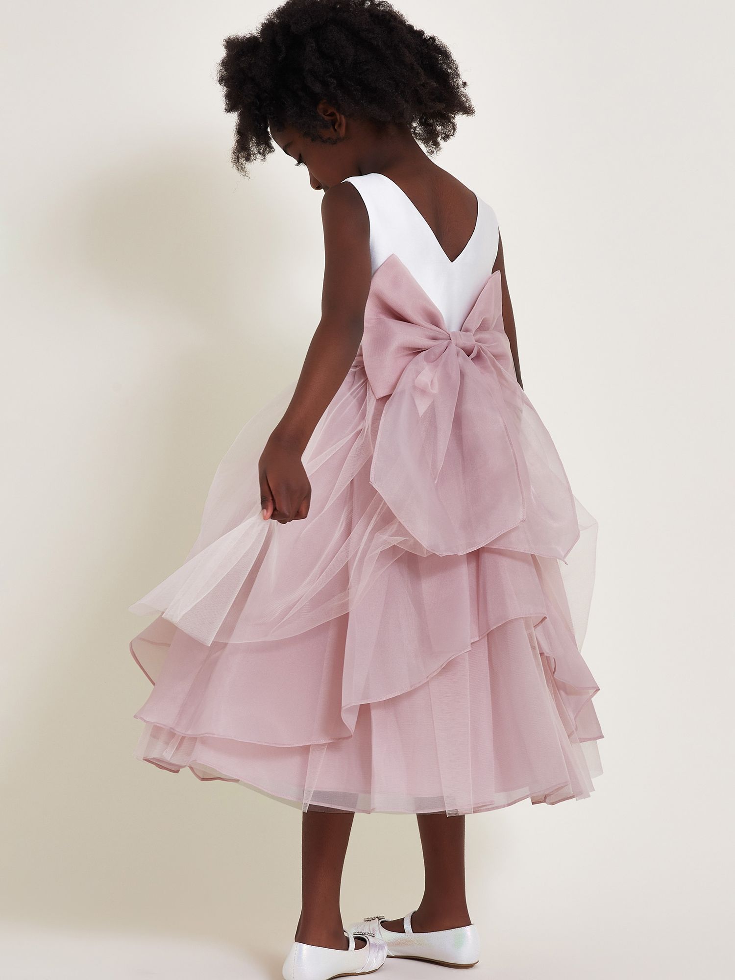 Monsoon Kids' Olivia Organza Dress, Dusky Pink, 3 years