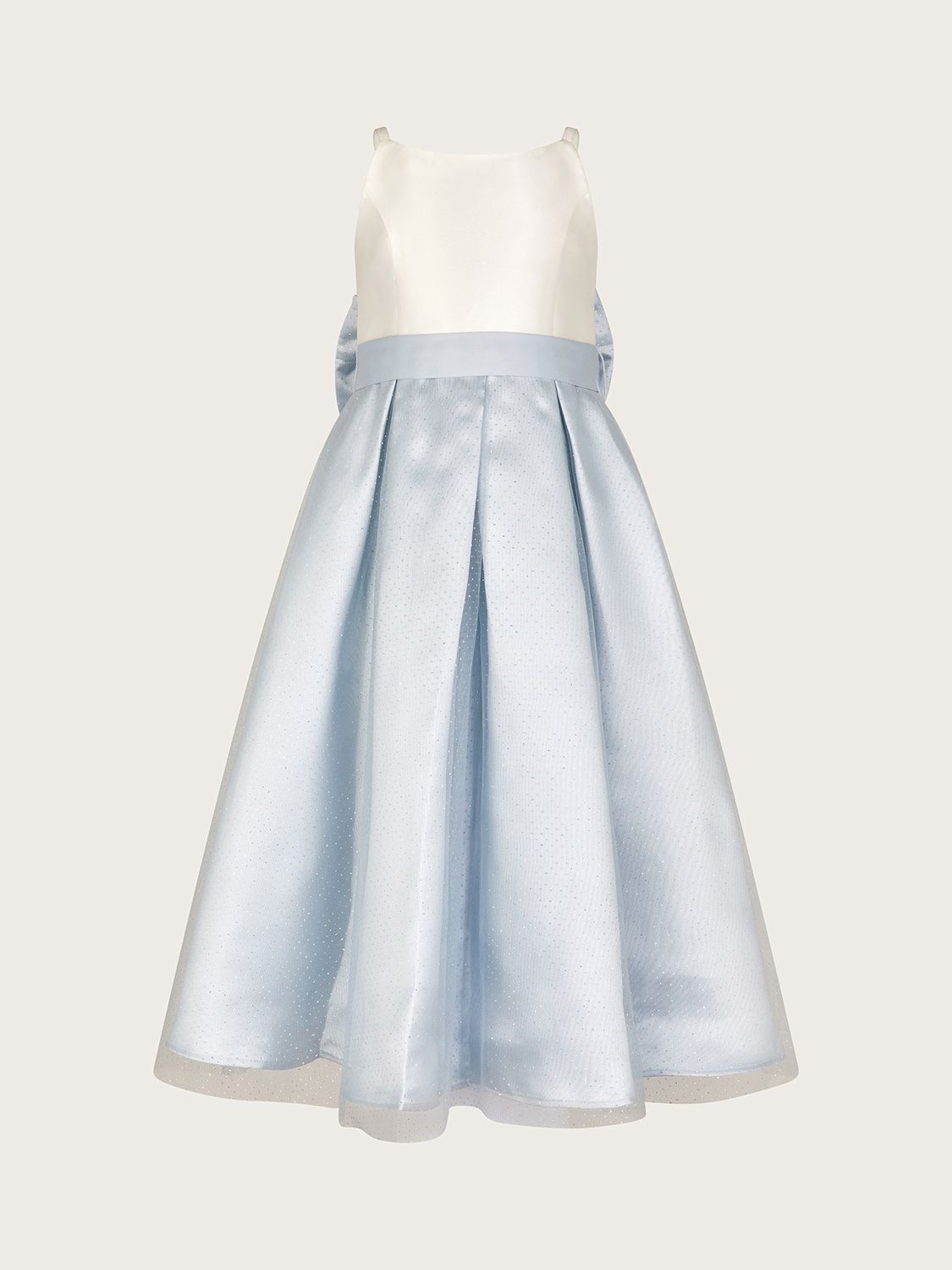 Monsoon Kids' Anastasia Glitter Tulle Bow Occasion Maxi Dress, Pale Blue, 14-15 years