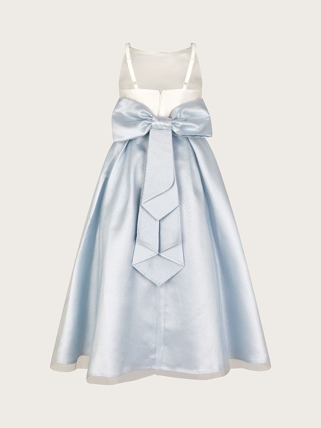 Buy Monsoon Kids' Anastasia Glitter Tulle Bow Occasion Maxi Dress, Pale Blue Online at johnlewis.com
