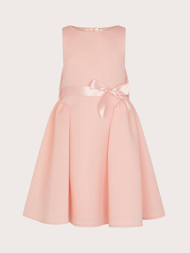 Monsoon Kids' Holly Scuba Bow Detail Bridesmaids Dress, Pink