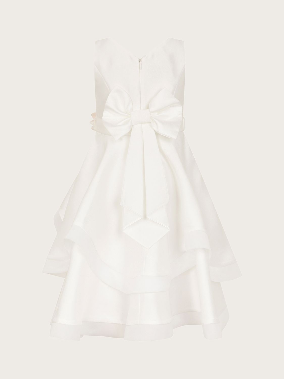 Buy Monsoon Kids' Eleanor Duchess Satin Corsage Ruffle Hem Occasion Dress, Ivory Online at johnlewis.com